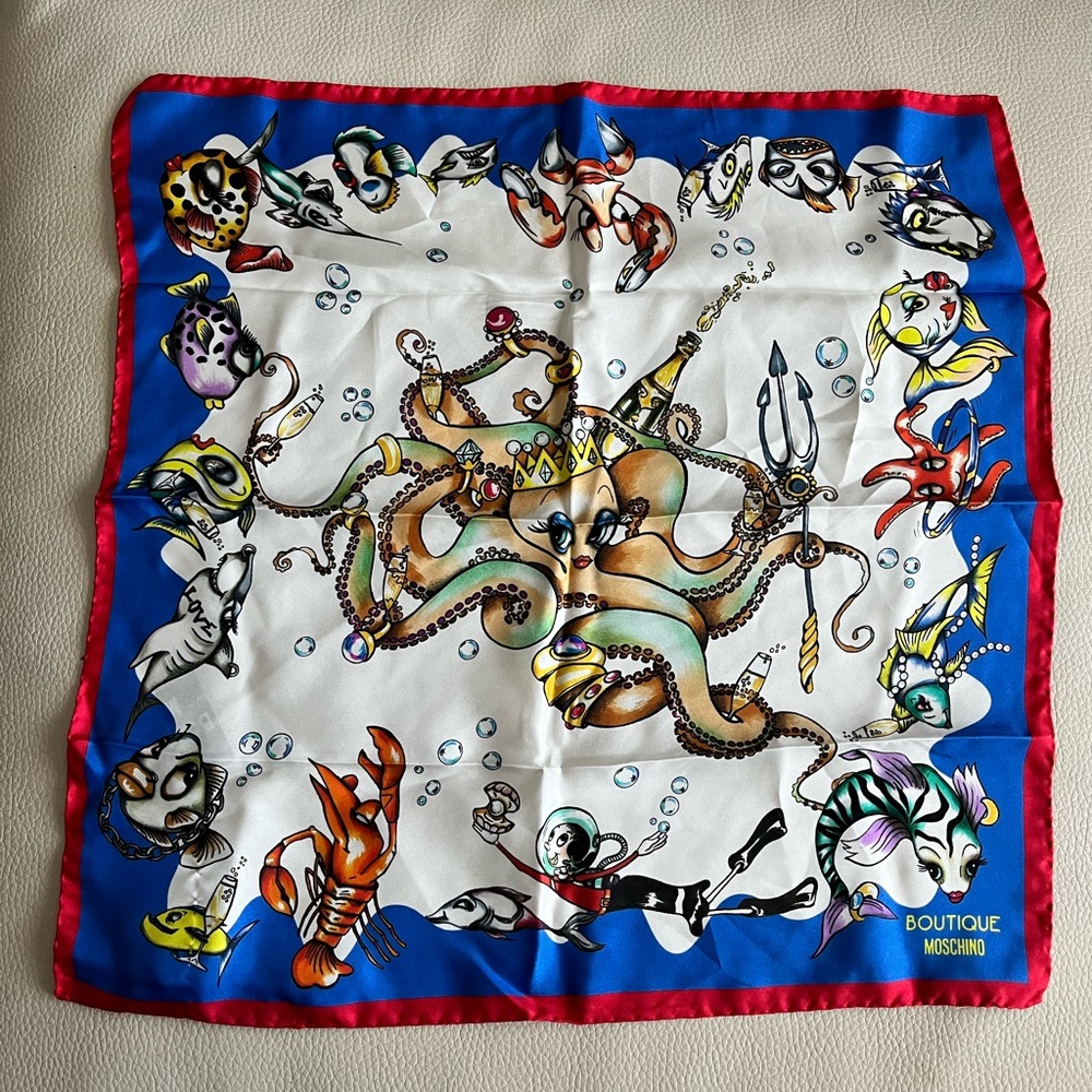 NWT - Authentic Moschino Silk Square Scarf (50cm x 50cm)